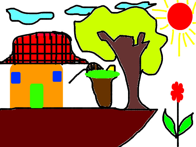hoa-si-nhi/xem-tranh/11283/Ngoi-nha-nong-thon.html