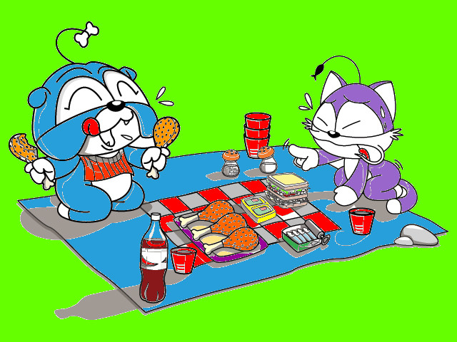 hoa-si-nhi/xem-tranh/117493/Buoi-picnic-cuaCho-bun-va-Meo-meo.html