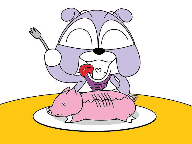 hoa-si-nhi/xem-tranh/122029/cho-bun-khung-an-thit-lon.html