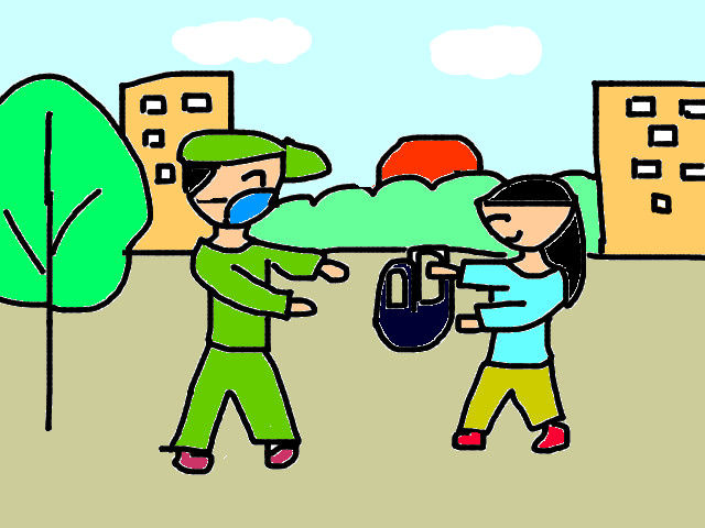 hoa-si-nhi/xem-tranh/148608/dua-rac-cho-chu-cong-nhan-ve-sinh.html