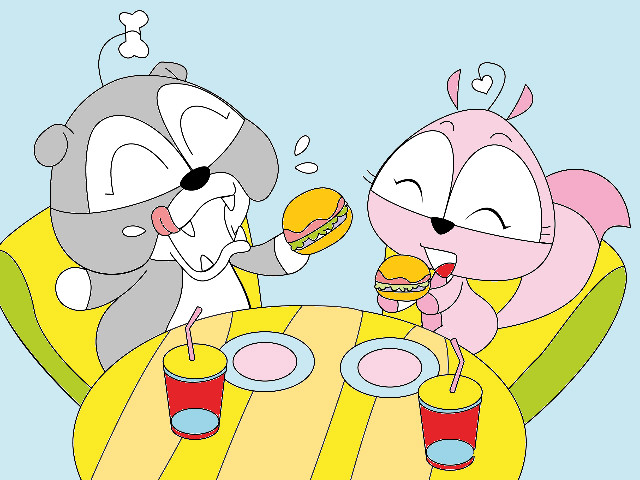 hoa-si-nhi/xem-tranh/176278/Di-an-hamburger.html
