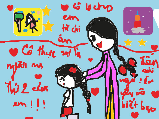 hoa-si-nhi/xem-tranh/179875/Co-giao-dang-that-bim-toc-cho-em.html