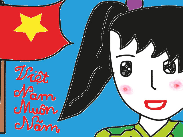hoa-si-nhi/xem-tranh/184178/1-co-gai-bo-doi-xinh-dep.html