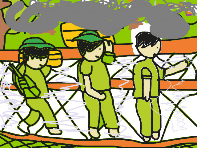 hoa-si-nhi/xem-tranh/184455/Bo-doi-hanh-quan-tren-cau.html