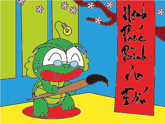 hoa-si-nhi/xem-tranh/193251/Thay-giao-Ui-Cha-Cha-viet-chu-dau-nam.html