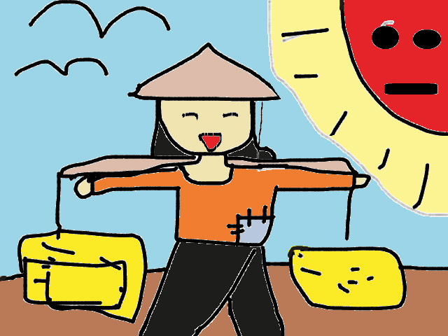 hoa-si-nhi/xem-tranh/200195/co-ganh-lua-mien-que.html