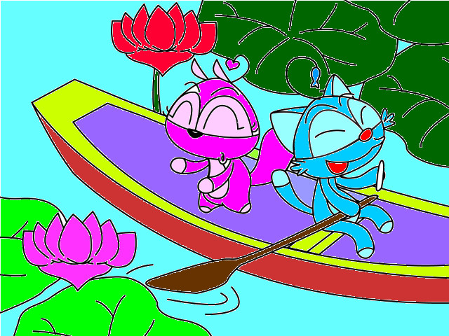 hoa-si-nhi/xem-tranh/200714/Di-giua-ho-sen.html