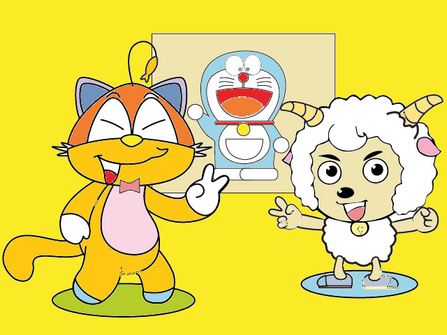 hoa-si-nhi/xem-tranh/201585/Meo-Meo-Cuu-vui-ve-va-Doraemon.html