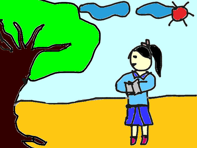 hoa-si-nhi/xem-tranh/202765/co-be-dang-on-bai.html