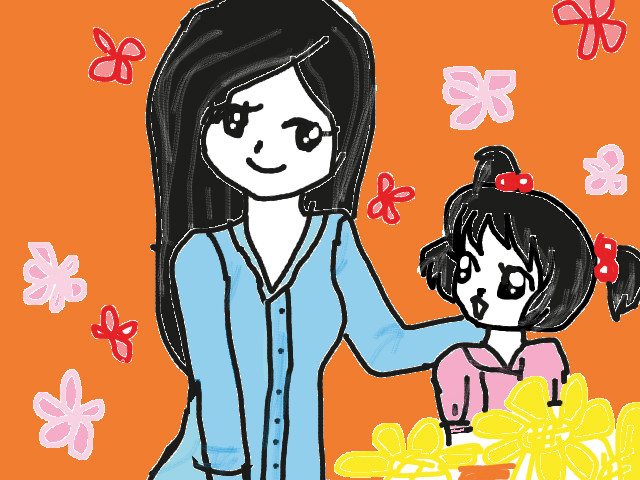 hoa-si-nhi/xem-tranh/205254/Hai-me-con-di-choi-vuon-hoa.html