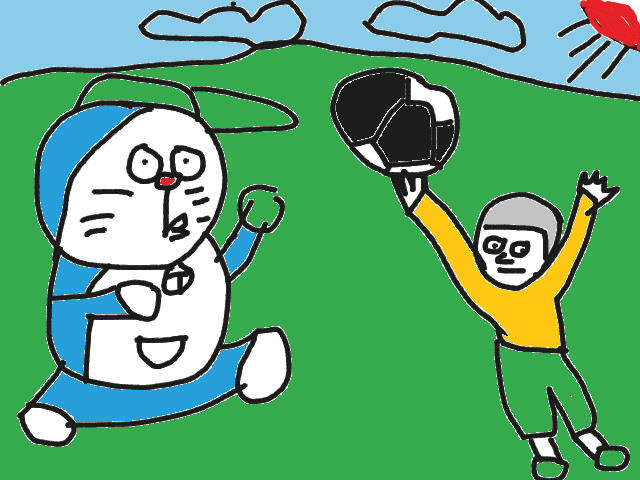 hoa-si-nhi/xem-tranh/207385/Doraemon-da-bong.html