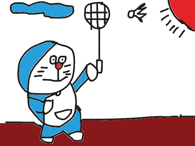hoa-si-nhi/xem-tranh/208760/Doraemon-danh-cau-long.html