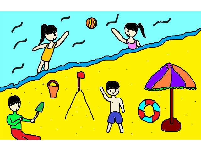 hoa-si-nhi/xem-tranh/211696/Nghi-he-em-di-choi-bien.html