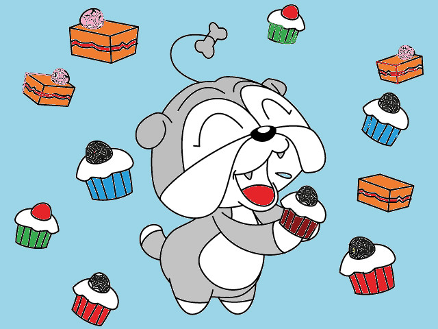 hoa-si-nhi/xem-tranh/213583/Bun-voi-banh-cupcake.html