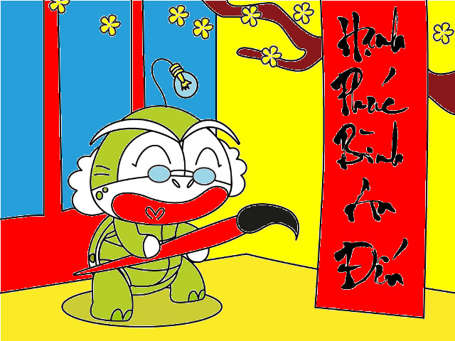 hoa-si-nhi/xem-tranh/226384/Thay-Ui-Cha-Cha-viet-chu-dau-nam.html