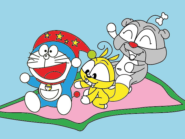 hoa-si-nhi/xem-tranh/226623/Cung-Doraemon-bay-tren-tham-than.html