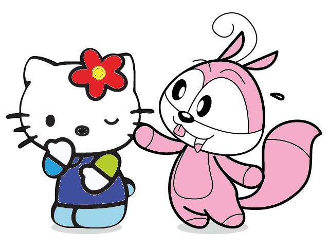 hoa-si-nhi/xem-tranh/230545/Soc-ut-dang-choi-voi-meo-Kitty.html