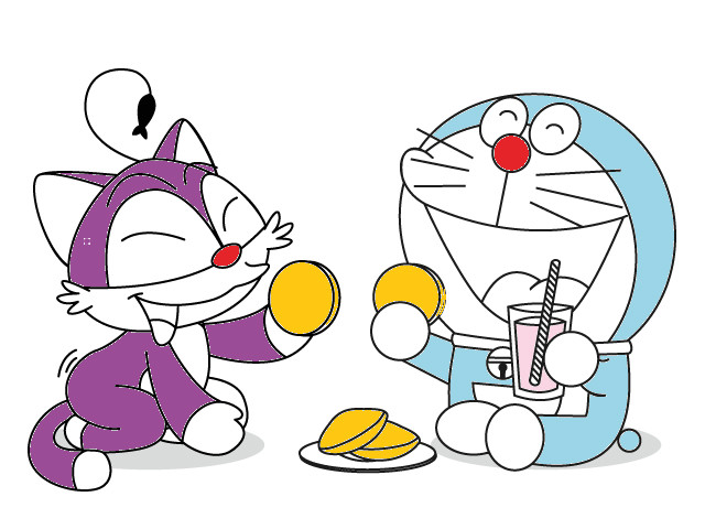 hoa-si-nhi/xem-tranh/230585/Doraemon-va-meo-Meo-an-banh-ran.html