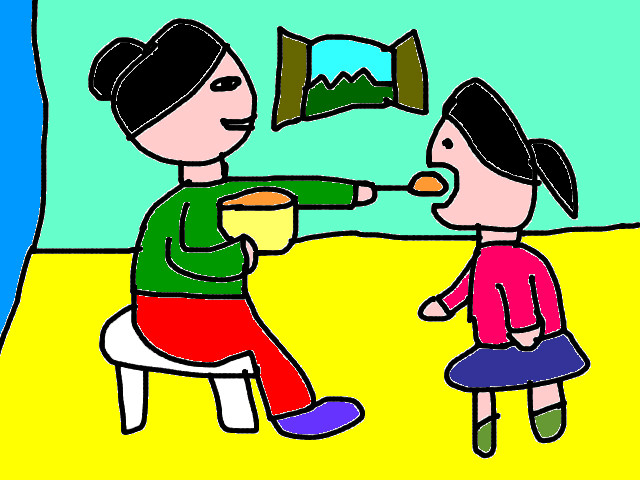 hoa-si-nhi/xem-tranh/23280/Me-duc-com-cho-em.html