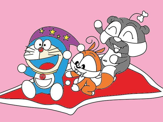 hoa-si-nhi/xem-tranh/233803/Cung-Doraemon-bay-tren-tham-than.html
