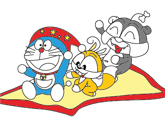 hoa-si-nhi/xem-tranh/234287/Bay-tren-tham-than-cung-Doreamon.html