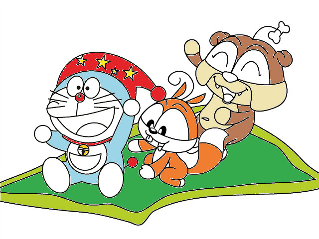 hoa-si-nhi/xem-tranh/234448/Bay-tren-tham-than-cung-Doreamon.html