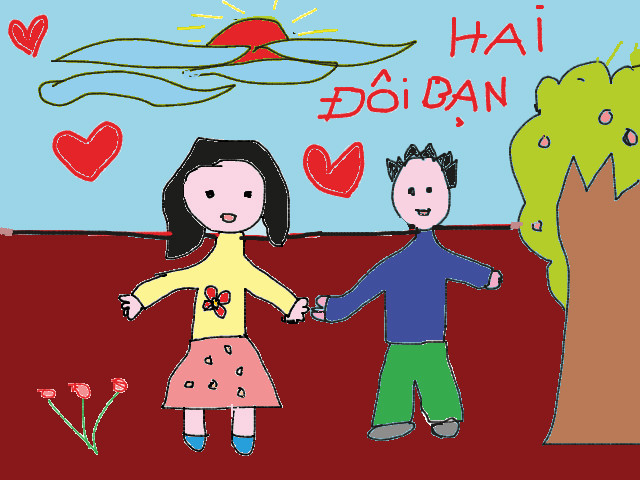 hoa-si-nhi/xem-tranh/235165/Doi-ban-than-thiet.html