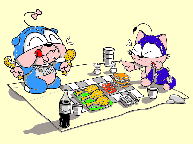 hoa-si-nhi/xem-tranh/42732/cuoc-picnic-cua-cho-Bun-va-Meo-Meo.html