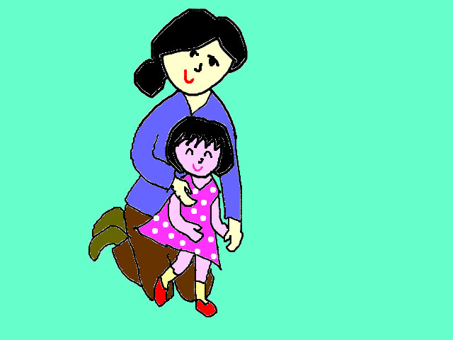 hoa-si-nhi/xem-tranh/48872/Me-tap-be-di.html
