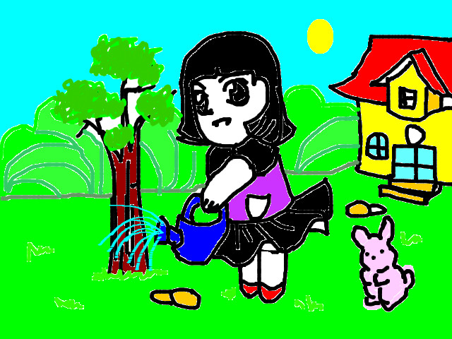 hoa-si-nhi/xem-tranh/51464/be-cham-vuon.html