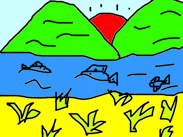 hoa-si-nhi/xem-tranh/59332/canh-song-voi-cac-ngon-lua.html