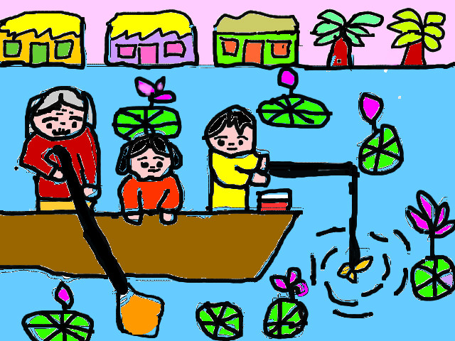 hoa-si-nhi/xem-tranh/66807/cheo-thuyen-buoi-chieu.html