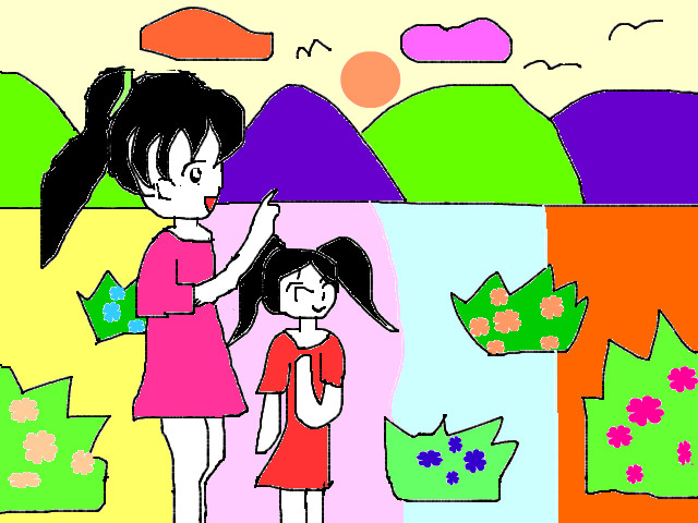 hoa-si-nhi/xem-tranh/68879/cung-em-gai-ngam-mat-troi-lan.html