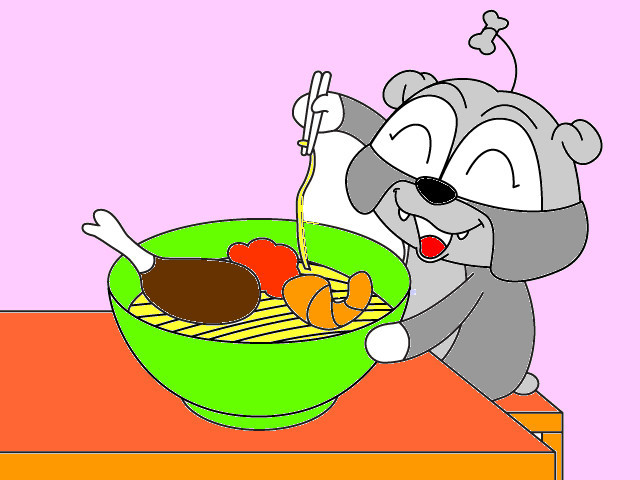 hoa-si-nhi/xem-tranh/74698/Bua-an-ngon-mieng-cua-Cho-Bun.html