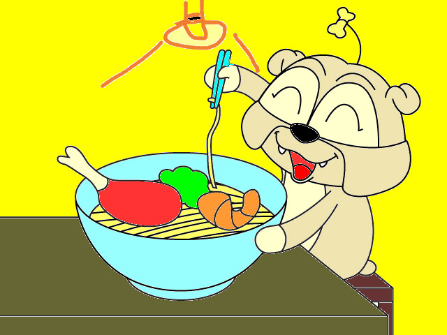 hoa-si-nhi/xem-tranh/88988/Gruuu-1-Bac-Cho-dang-nham-nhi-mon-mi-ong-Spaghetti.html