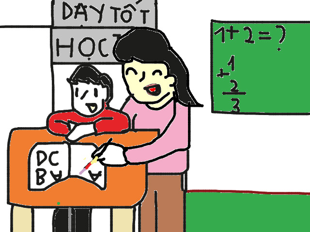 hoa-si-nhi/xem-tranh/89212/Co-day-em-tap-viet.html