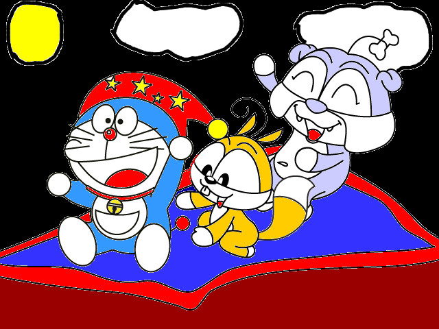 hoa-si-nhi/xem-tranh/89276/doraemon-soc-nhi-va-cho-bunbay-tren-tham-than.html