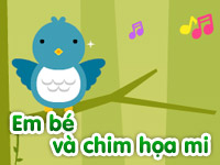 Em bé và chim họa mi